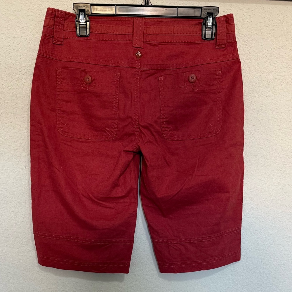 Prana Kelly Knicker Walking Shorts Size 6 Orange-Red Bermuda Utility Linen Blend - Picture 6 of 8